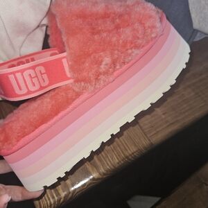 UGG Coral Pink Gradient Fluff Platform Slide